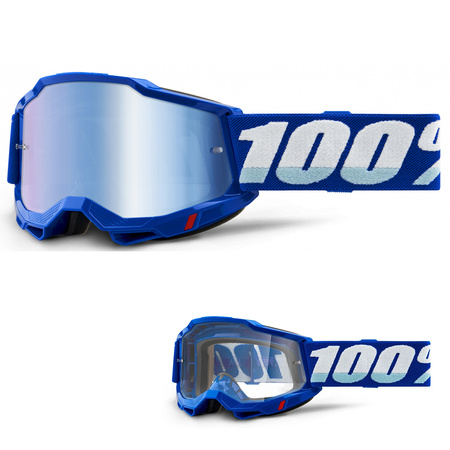 100% The Accuri 2 Goggle BLUE | bike MTB / ENDURO / MX | MIRROR BLUE + CLEAR lens