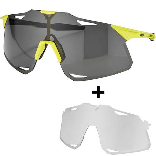 100% HyperCraft | sunglasses| Matte Banana Bike | SMOKE lens  LT 12% + CLEAR lens LT 93%|  2 LENSES