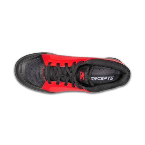 Buty grawitacyjne rowerowe RIDE CONCEPTS Powerline | D3O | Rubber Kinetics DST 4.0 | MTB / ENDURO / DIRT / DH | FLAT | red / black