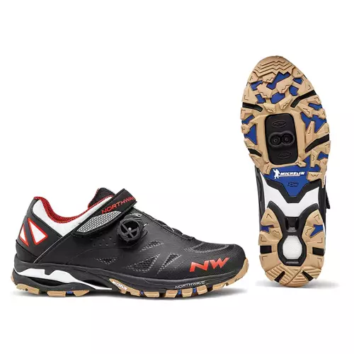 Buty rowerowe NORTHWAVE Spider Plus 2 | MICHELIN | SPD | MTB / ENDURO | black / off white / orange