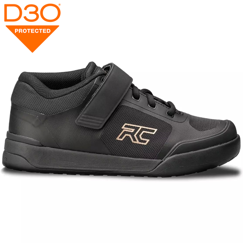 Damskie buty grawitacyjne rowerowe RIDE CONCEPTS Traverse Clip | D3O | Rubber Kinetics DST 8.0 | MTB ENDURO DH DIRT |  black / gold