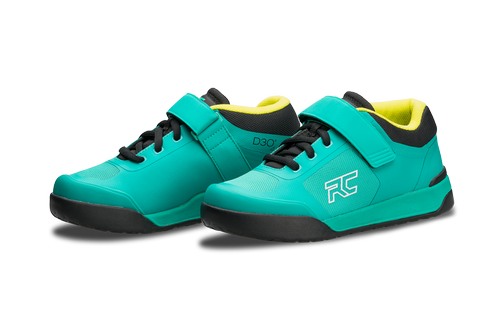 Damskie buty grawitacyjne rowerowe RIDE CONCEPTS Traverse Clip | D3O | Rubber Kinetics DST 8.0 | MTB ENDURO DH DIRT | teal / lime | UWAGA