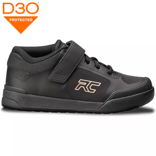 Damskie buty grawitacyjne rowerowe RIDE CONCEPTS Traverse Clip | D3O | Rubber Kinetics DST 8.0 | MTB / ENDURO / DIRT / DH | SPD | black / gold