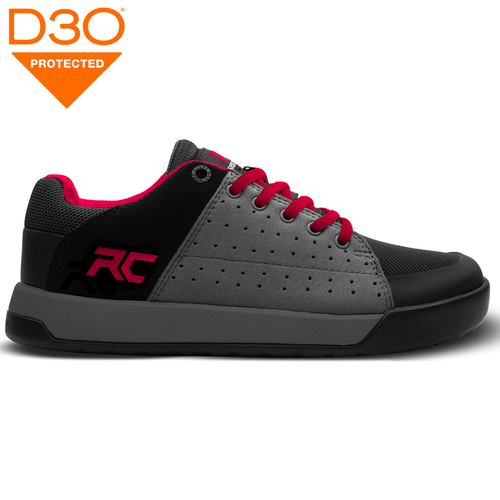 Dziecięce buty grawitacyjne rowerowe RIDE CONCEPTS Livewire Youth | D3O | Rubber Kinetics DST 6.0 | MTB / ENDURO / DIRT / DH | FLAT | charcoal / red