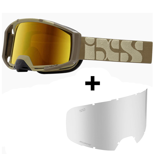 Gogle rowerowe / na rower IXS Trigger CAMEL + 2 x SZYBKA:  Gold Mirror Lens + CLEAR Lens