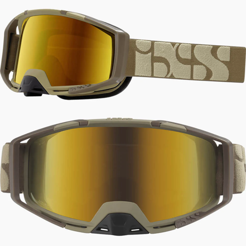 IXS Trigger Bike Goggles | 2 x LENSES :  Gold Mirror Lens + CLEAR Lens | camel