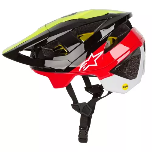 Kask rowerowy ALPINESTARS Vector Tech MIPS |  MTB ENDURO | black / yellow fluo / red glossy 