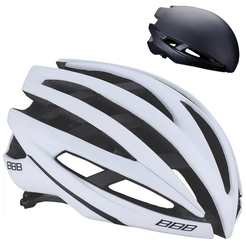 Kask rowerowy szosowy z nakładką aerodynamiczną  BBB Icarus BHE-05 Road Helmet + AERO white / black