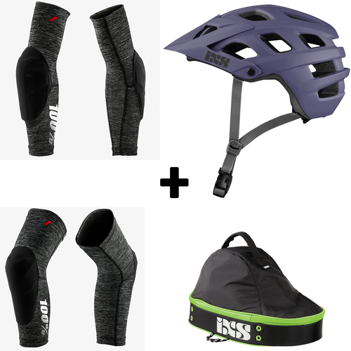MTB SET: helmet IXS Trail EVO+ bag / 100% TeraTec Knee + Elbow Guards