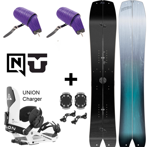 SET 2023: NITRO Squash & Vertical by KOHLA + UNION Charger | splitboard & skins + bindings | 159cm