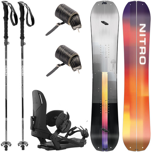 SET 2024: NITRO Team Split & Peak by KOHLA + UNION Charger + NITRO Foldable 4pcs ALU | splitboard & skins + bindings + poles | 159cm