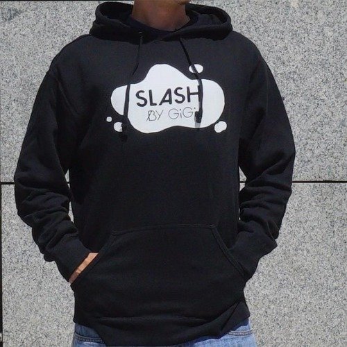 SLASH Snowboards by GIGI Lightweight Hooded Pullover Sweatshirt pro black  | LIQUIDATION