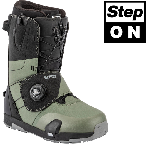 NITRO Step On ® + Venture TLS 2026: snowboard bindings + boots | HEAT Modlable | BOA ® | Introducing the New All-Terrain Convenience Fit | shadow / black & black