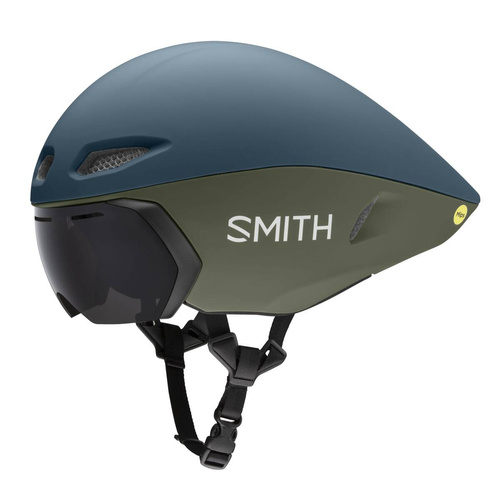 SMITH Jetstream TT / Triathlon / Aero Road Cycling Helmet | 2 x LENSES | MIPS ® | AEROcore /  KOROYD ® | matte stone / moss | NOTE: no LENSES!