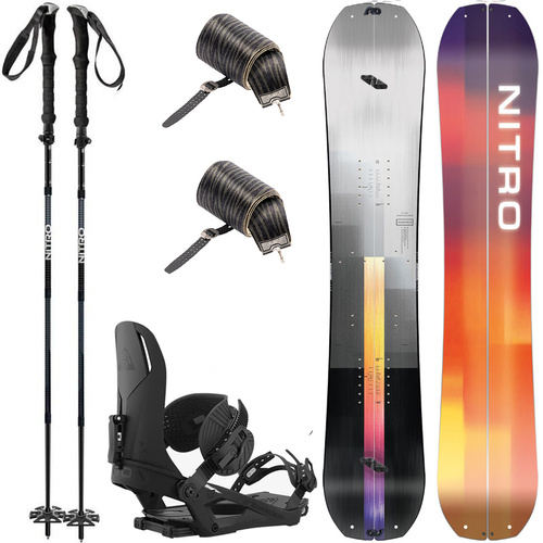 ZESTAW: NITRO Team Split & Peak by KOHLA + UNION Charger + NITRO Foldable 4pcs ALU | splitboard & foki + wiązania + kije | 159cm
