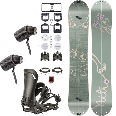 DAMSKI ZESTAW NITRO: Volta & Peak by KOHLA + Vertical & pucks x SPARK R&D | splitboard & foki + wiązania & pucki | 151cm