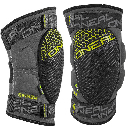 O'NEAL Sinner Knee Guard | IPX ® | KEVLAR ® | ENDURO / MTB / E-BIKE | gray / neon