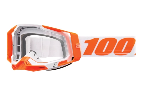 100%The Racecraft 2 Orange | gogle MX / ENDURO / MTB | 2 x szybka:  MIRROR SILVER FLASH + CLEAR