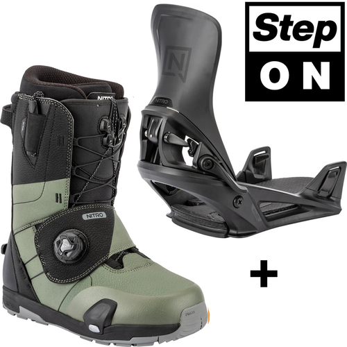 NITRO Step On ® + Venture TLS 2026: wiązania + buty snowboardowe | HEAT Modlable | BOA ® | Introducing the New All-Terrain Convenience Fit | shadow / black & black