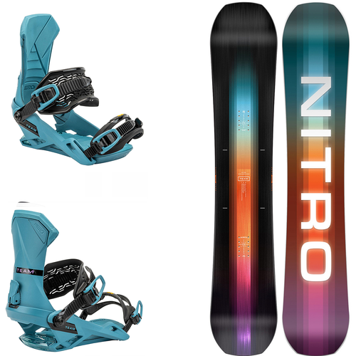 Zestaw: NITRO Team 2025 | 155cm + M | snowboard + wiązania | z 900EUR