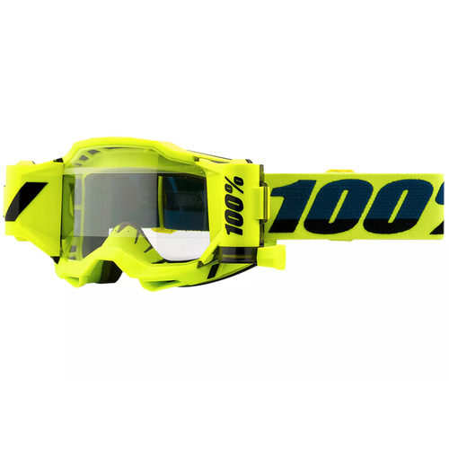 100% The Accuri 2 ForeCast Goggle Fluo YELLOW | gogle moto / rowerowe MTB / ENDURO / MX | CLEAR lens