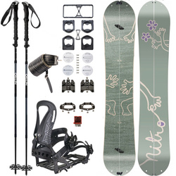 WOMEN SET: NITRO Volta & Peak by KOHLA + SPARK R&D Arc ST + NITRO Foldable 4pcs ALU | splitboard & skins + bindings & pucks + poles | 145cm