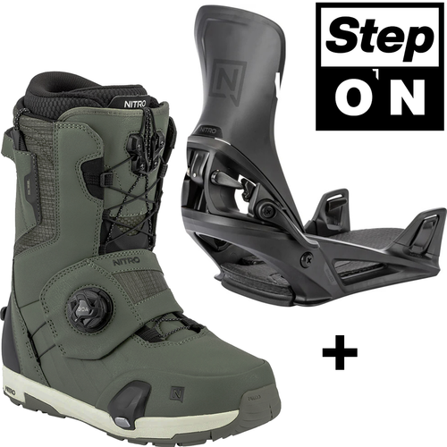 NITRO Step On ® + Profile TLS 2026: wiązania + buty snowboardowe | HEAT Modlable | BOA ® | The Ultimate Fit & Convenient Interface | shadow & black