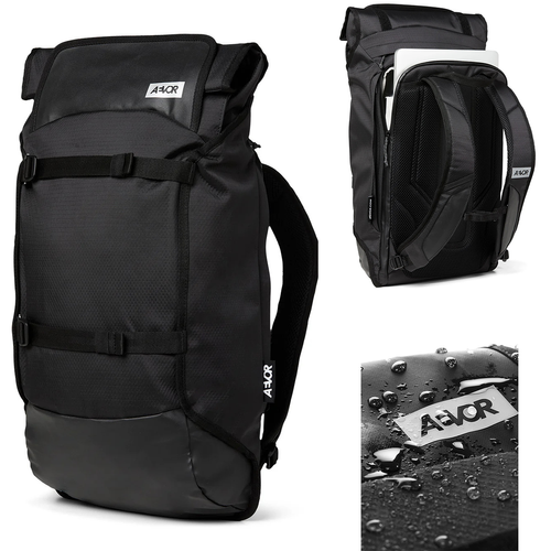 AEVOR Trip Pack PROOF Black 26-33l | bike / city / trip bikepack | WATERPROOF 13K | LAPTOP 15" | 800g