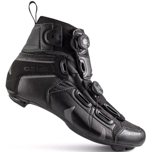 LAKE CX145-X WIDE | wodoodporne jesienno-zimowe buty rowerowe szosowe | BOA ® | wersja poszerzona | black / black