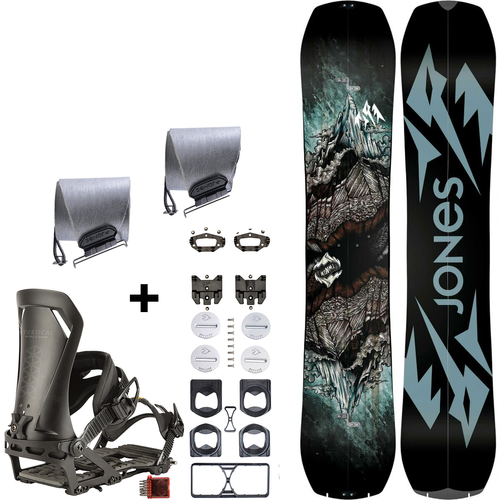 JONES Mountain Twin 3D Split & POMOCA Pre-Cut Nomad + NITRO Vertical ST & pucks x SPARK R&D | splitboard & foki + wiązania & pucki