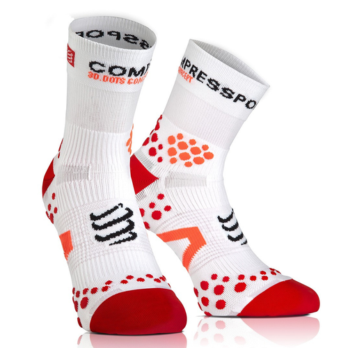 COMPRESSPORT PRO Racing Socks BIKE  | skarpety rowerowe | white / red