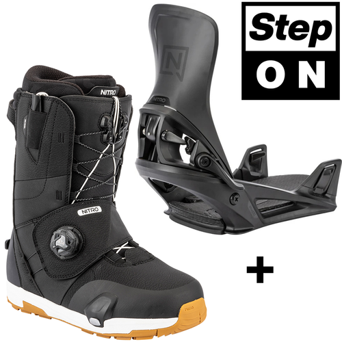 NITRO Step On ® + Venture TLS 2026: wiązania + buty snowboardowe | HEAT Modlable | BOA ® | Introducing the New All-Terrain Convenience Fit | black & black