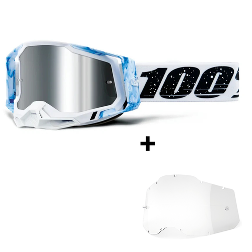 100%The Racecraft 2 Mixos | gogle moto MX / ENDURO / MTB rowerowe | 2 x szybka: MIRROR SILVER FLASH + CLEAR