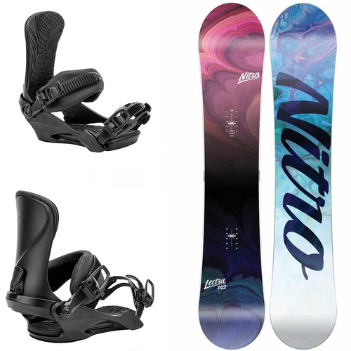 DAMSKI ZESTAW NITRO 2025: Lectra CAM-OUT + Cosmic ULTRA BLACK | snowboard + wiązania