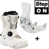NITRO Step On ® + Cave TLS 2026: damskie wiązania i buty snowboardowe | HEAT Modlable | BOA ® | The Ultimate Fit & Convenient Interface | white & white