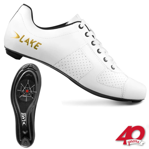  LAKE CX1C | buty rowerowe szosowe stylowe | CARBON | white / gold