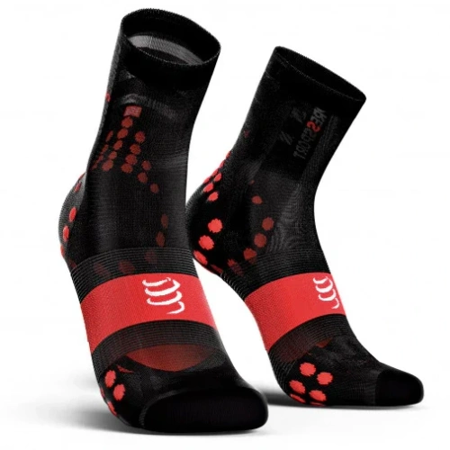 COMPRESSPORT PRO Racing Socks BIKE Ultralight V3.0 | skarpety rowerowe | black / red