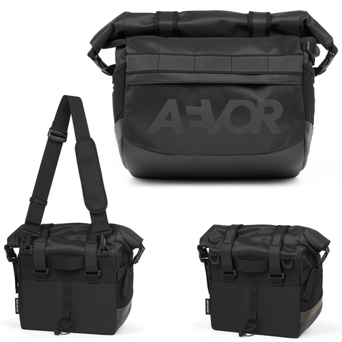 AEVOR Triple Bike Bag PROOF Black 15-24l | torba rowerowa na kierownicę / bagażnik | LAPTOP 13" | WATERPROOF 13K