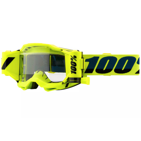 100% The Accuri 2 ForeCast Goggle Fluo YELLOW | motor bike MTB / ENDURO / MX | CLEAR lens