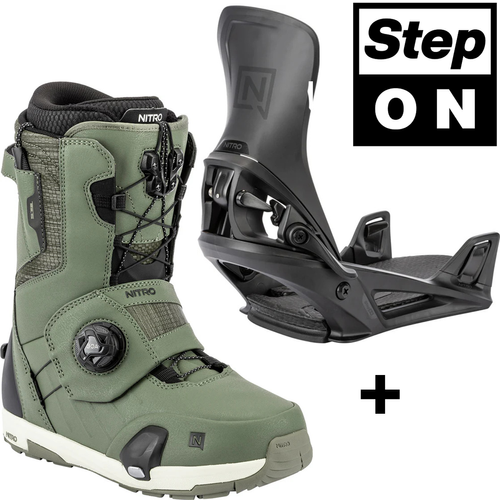 NITRO Step On ® + Profile TLS 2026: wiązania + buty snowboardowe | HEAT Modlable | BOA ® | The Ultimate Fit & Convenient Interface | shadow & black
