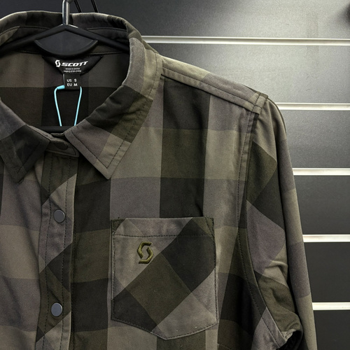 SCOTT Trail Flow Check Long-sleeve Women's Shirt | fir green / black