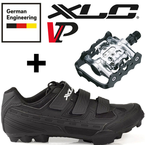 SET : XLC Tiger CB-M06 + VP Components X92 | bike shoes + pedals | SPD / FLAT | MTB / GRAVEL / CROSS / SZOSA / TOURING | matt black / silver