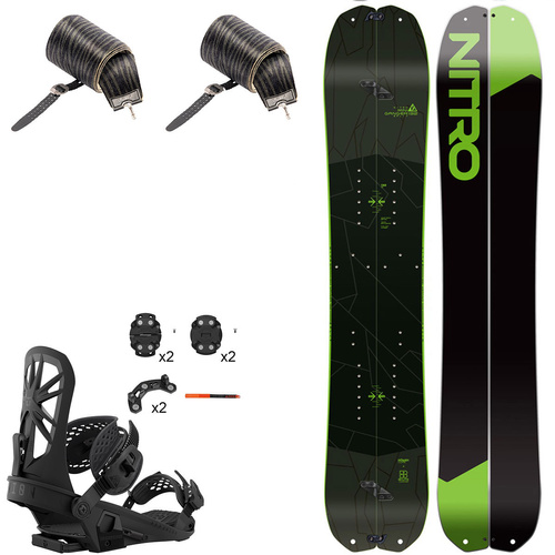 JUNIOR SET 2025: NITRO Miniganger 132cm (up to 50kg) & KOHLA + UNION Explorer S (up to EU40) | splitboard & skins + bindings | 132cm