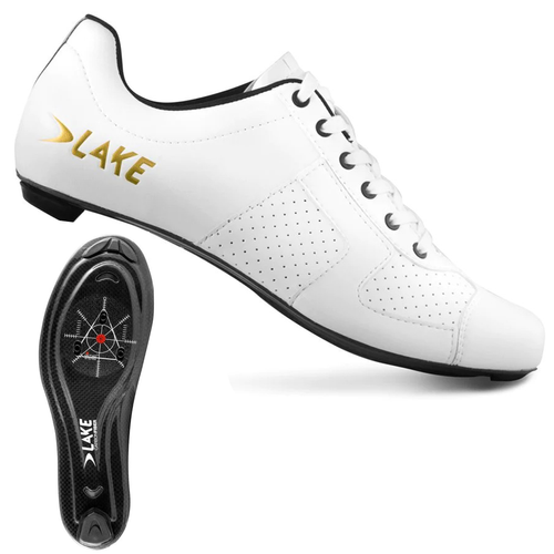  LAKE CX1C | buty rowerowe szosowe stylowe | CARBON | white / gold