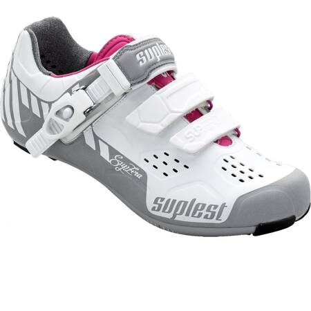 SUPLEST SupZERO StreetRacing Buckle | damskie buty szosowe rowerowe | reflective silver/white/pink | OUTLET