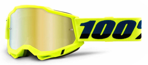 100% The Accuri 2 Goggle Fluo YELLOW | gogle rowerowe MTB / ENDURO / MX | MIRROR GOLD + CLEAR lens