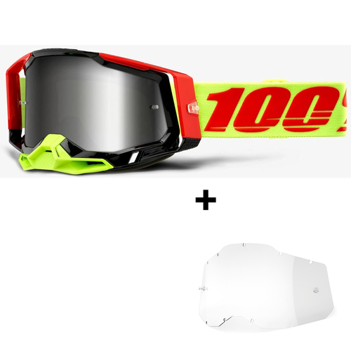 100%The Racecraft 2 Wiz | MX / ENDURO / MTB goggles | 2 x lens:  MIRROR SILVER FLASH + CLEAR