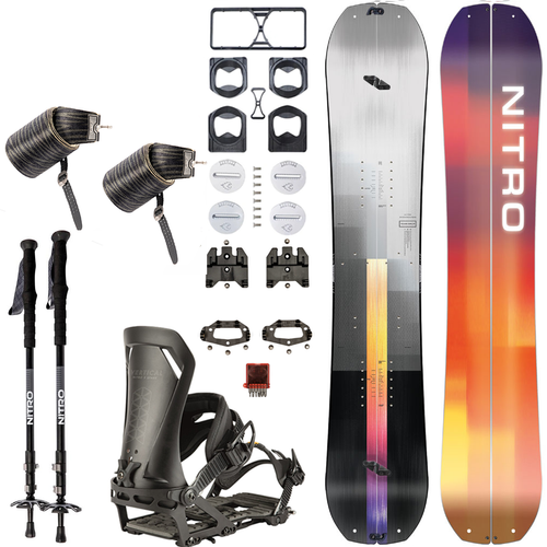 SET NITRO: Team Split & Peak by KOHLA + Vertical ST x SPARK R&D + Telescopic CARBON | splitboard & skins + bindings & pucks + poles | 159cm