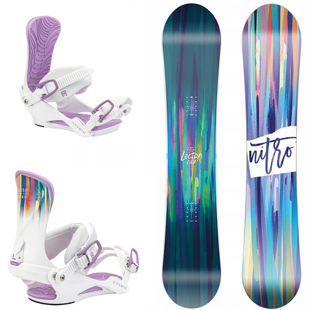 DAMSKI ZESTAW NITRO 2025: Lectra BRUSH + Cosmic WHITE | snowboard + wiązania