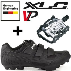 ZSTAW: BUTY + PEDAŁY rowerowe SPD | XLC Tiger CB-M06 + VP Components X92 | SPD | MTB / GRAVEL / SZOSA / TOURING | matt black / silver